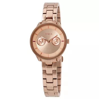 FURLA Giada Moteriškas Kvarcinis Laikrodis R4253102518 31mm Rožinio Aukso PVD Nerūdijančio Plieno Korpusas Rožinis Odinis Dirželis Sidabrinis Ciferblatas