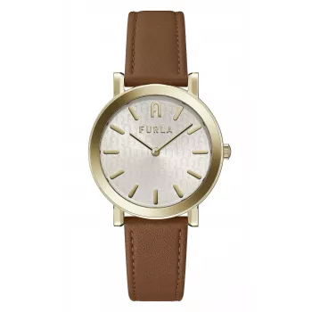 FURLA Giada moteriškas kvarcinis laikrodis WW00003002L2 38mm sidabrinis ciferblatas mėlynas odinis dirželis