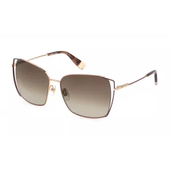 FURLA SFU600-590A93 Moteriški akiniai nuo saulės Havana acetato rėmelis rudi gradientiniai lęšiai 59mm