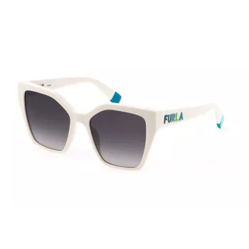 FURLA SFU686-5403GF Moteriški stačiakampiai akiniai nuo saulės Havana rudos spalvos acetato rėmeliu, gradientiniai rudi lęšiai 54/18/140 mm