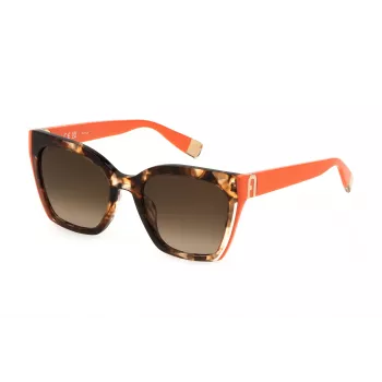 FURLA SFU708-5402AD Moteriški akiniai nuo saulės Havana acetato rėmelis rudi gradientiniai lęšiai 54mm