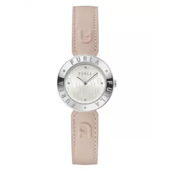 FURLA Moteriškas Laikrodis WW00004004L1 30mm Nerūdijančio Plieno Kvarcinis Analoginis Rožinės Odos Dirželis
