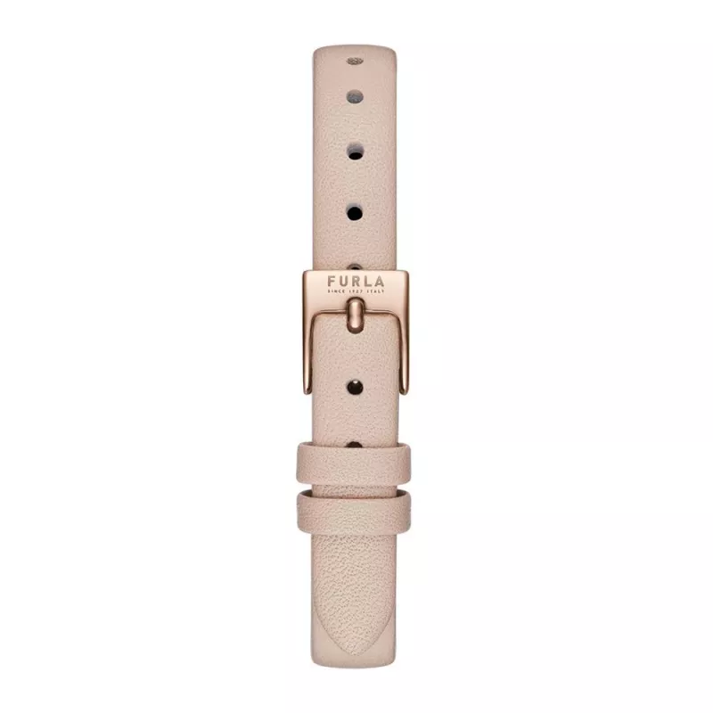 FURLA Women's Watch WW00018008L3 38mm Stainless Steel Quartz Analog Silver Dial Black Leather Strap
