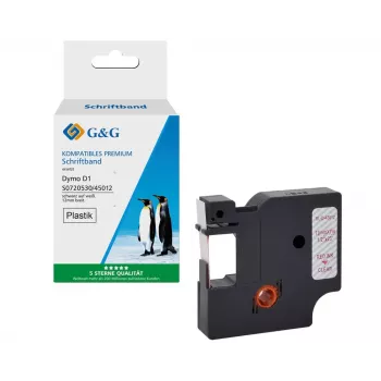 G&G suderinama Dymo D1 etikečių juosta 12mm x 7m raudona ant permatomos (45012/S0720520) 5DY45012-TD