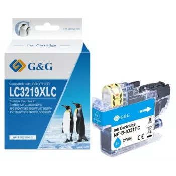 G&G suderinama rašalo kasetė, skirta Brother LC-3219C žydra (13992) – 1500 puslapių išeiga