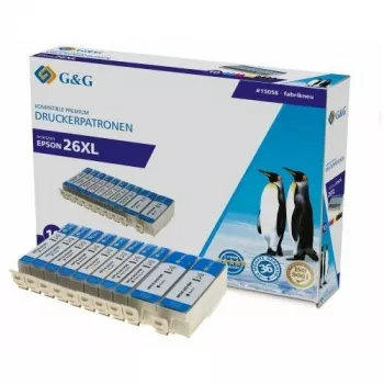 G&G suderinamų rašalo kasečių rinkinys, skirtas Canon PGI-2600XL/CLI-2610XL – juoda, žydra, rausvai raudona, geltona (4 vnt.)