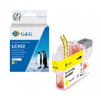G&G suderinama geltona rašalo kasetė, skirta Brother LC422Y (550 puslapių) 20583