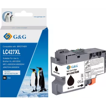 G&G rašalinė kasetė, suderinama su Brother 427XL LC-427XLBK juoda, didelės išeigos
