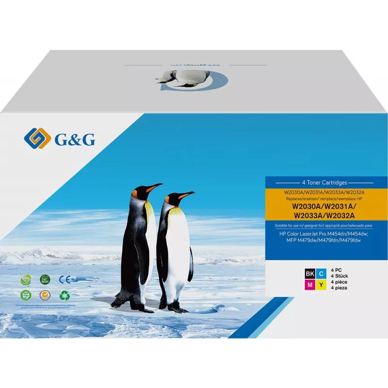 G&G NT-PH2030BK/C/M/YB-V5-UP-4-S1 Tonerio kasetės 4 vnt. rinkinys: juoda, žydra, rausvai raudona, geltona