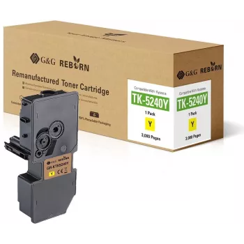 G&G Reborn Perdirbtas geltonas tonero kasetė, skirta Kyocera TK-5240Y – 3 000 puslapių (21307)