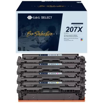 G&G Select XL Toner 4 rinkinys, skirtas HP 207X (juoda, žydra, rausvai violetinė, geltona) - suderinamas, didelės išeigos