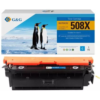 G&G XL suderinama tonerių kasetė, skirta HP CF361X/508X – mėlyna (didelės išeigos, 9500 puslapių)