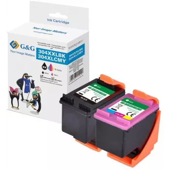 G&G XXL rašalo kasetės 2 vnt., suderinamos su HP 304XL juoda + trispalvė (18684)