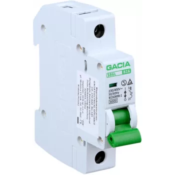 GACIA SB6L B 1P 13A Miniatiūrinis grandinės pertraukiklis, 6kA pertraukimo galia, B kreivė, vienpolis