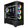 Gamdias Atlas P2 GAMING vidutinio dydžio bokštas ARGB grūdinto stiklo korpusas, juodas, 4x120mm ARGB ventiliatoriai