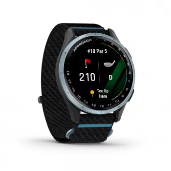 Garmin Approach J1 Cloud Blue Aluminium Bezel with Black/Azure ComfortFit Fabric Band
