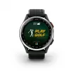 Garmin Approach S44 sidabrinis aliuminio apvadas su juodu silikoniniu dirželiu