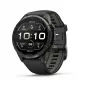 Garmin fēnix 9 Pro – inReach, 43mm, Carbon Gray DLC titano korpusas su juoda/Pebble Grey silikono apyranke