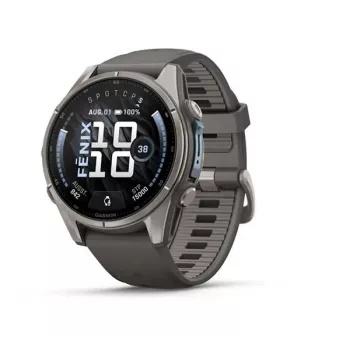 Garmin Fenix 9 – 43 mm, titano su Pebble Grey silikoniniu dirželiu
