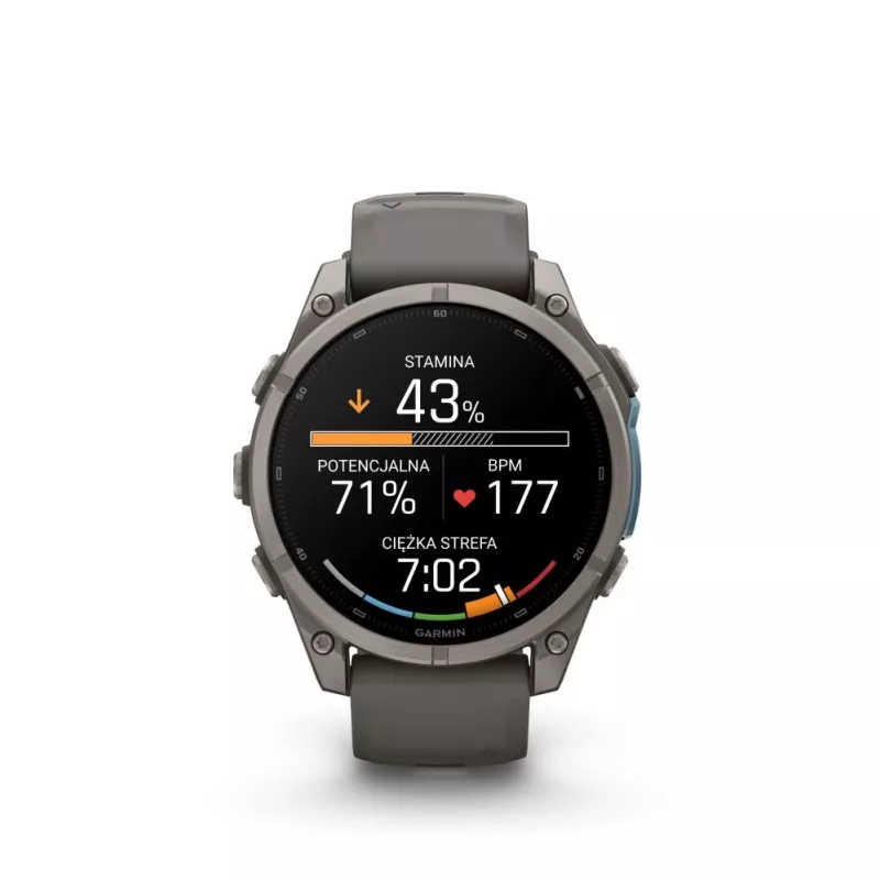 Garmin Fenix 9 – 47 mm titanas su Pebble Grey silikoniniu dirželiu