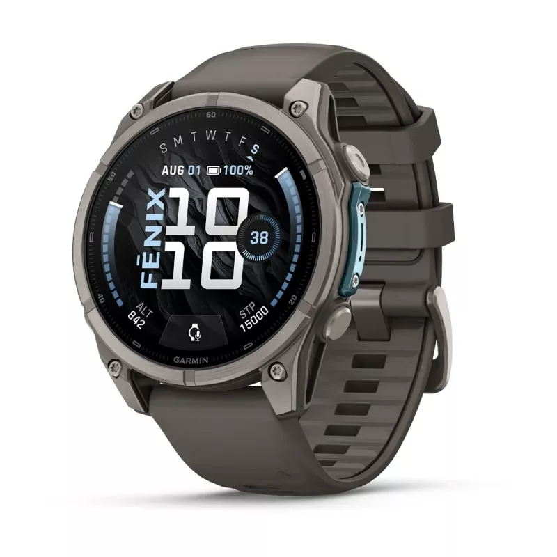 Garmin Fenix 9 – 47 mm titanas su Pebble Grey silikoniniu dirželiu