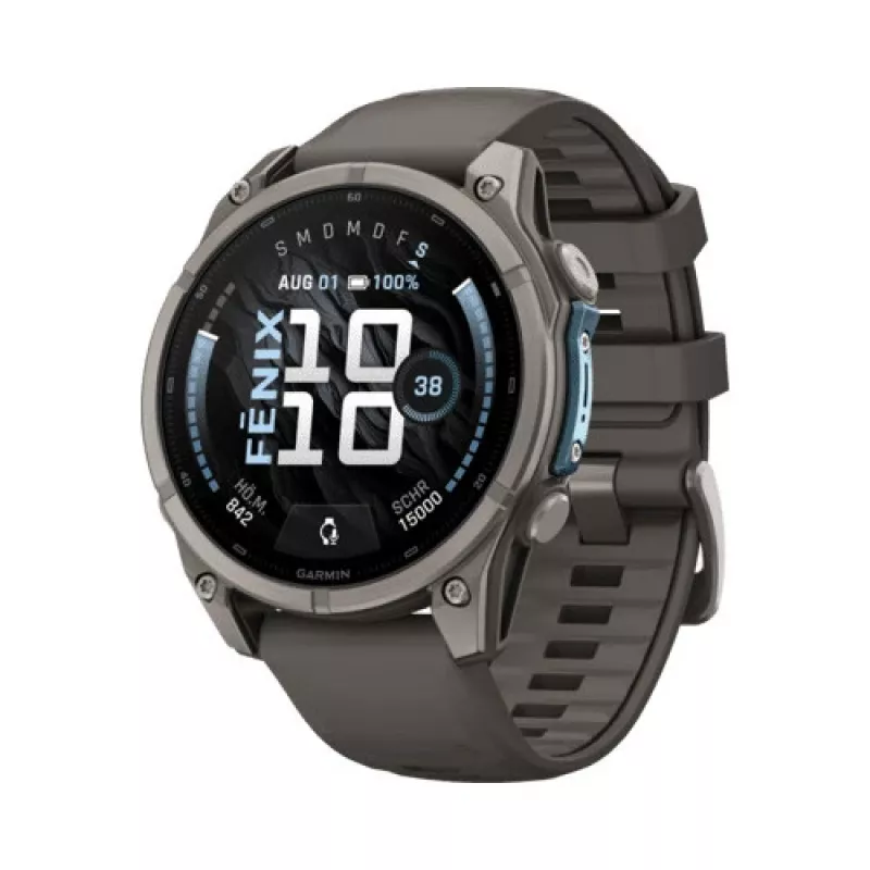 Garmin Fenix 9 – 47 mm titanas su Pebble Grey silikoniniu dirželiu