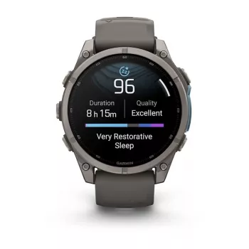 Garmin Fenix 9 – 47 mm titanas su Pebble Grey silikoniniu dirželiu