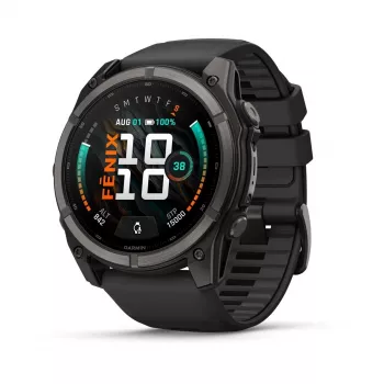 Garmin fenix 9 - 51 mm, anglies pilkos DLC titano su juodu silikono dirželiu 010-04763-11