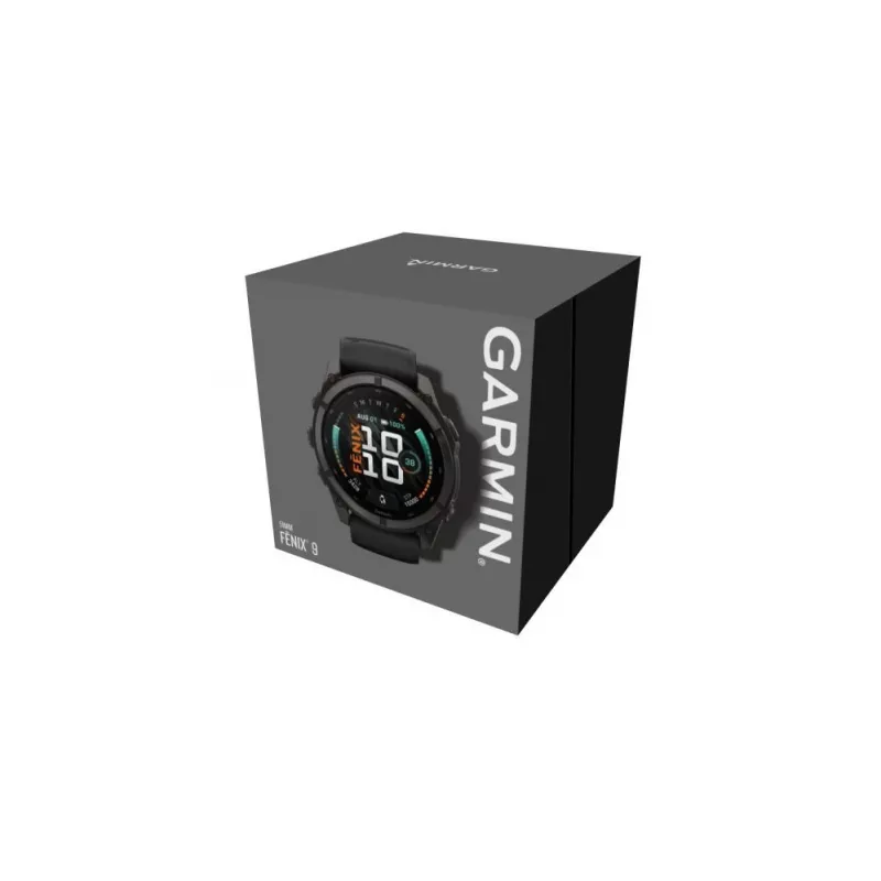 Garmin fenix 9 - 51 mm, anglies pilkos DLC titano su juodu silikono dirželiu 010-04763-11