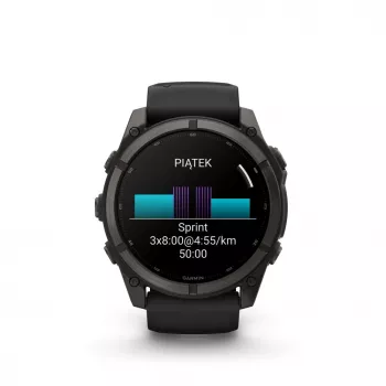Garmin fenix 9 - 51 mm, anglies pilkos DLC titano su juodu silikono dirželiu 010-04763-11