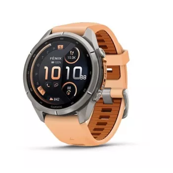 Garmin Fenix 9 Pro – inReach, 43mm, Titanium su Shell Pink/Autumn Orange silikoniniu dirželiu
