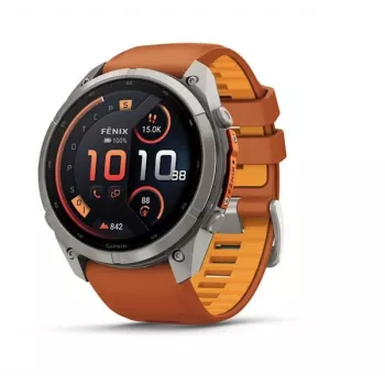 Garmin Fenix 9 Pro – inReach, 51mm titano su Autumn Orange/Spark Orange silikoniniu dirželiu