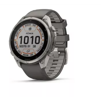Garmin fenix 9 Pro – inReach, Solar, 47mm Titanium su Pebble Grey silikoniniu dirželiu
