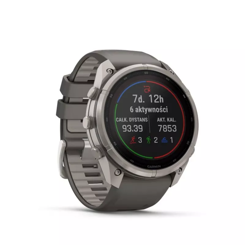 Garmin Fenix 9 Pro – inReach, Solar, 51 mm titanas su Pebble Grey silikono apyranke