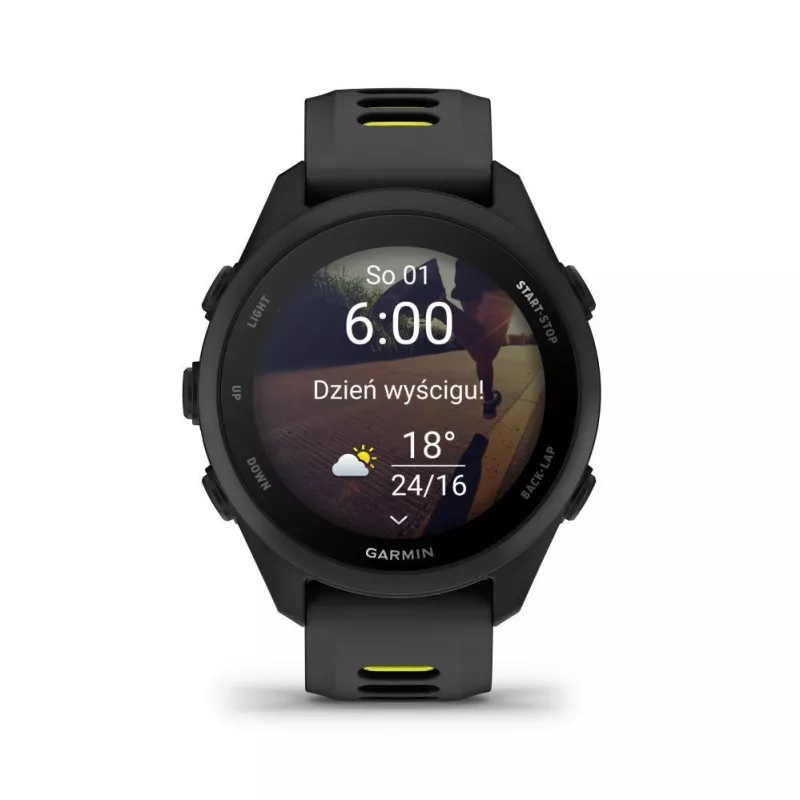 Garmin Forerunner 170 Music, juodas su juodu/amp geltonu dirželiu
