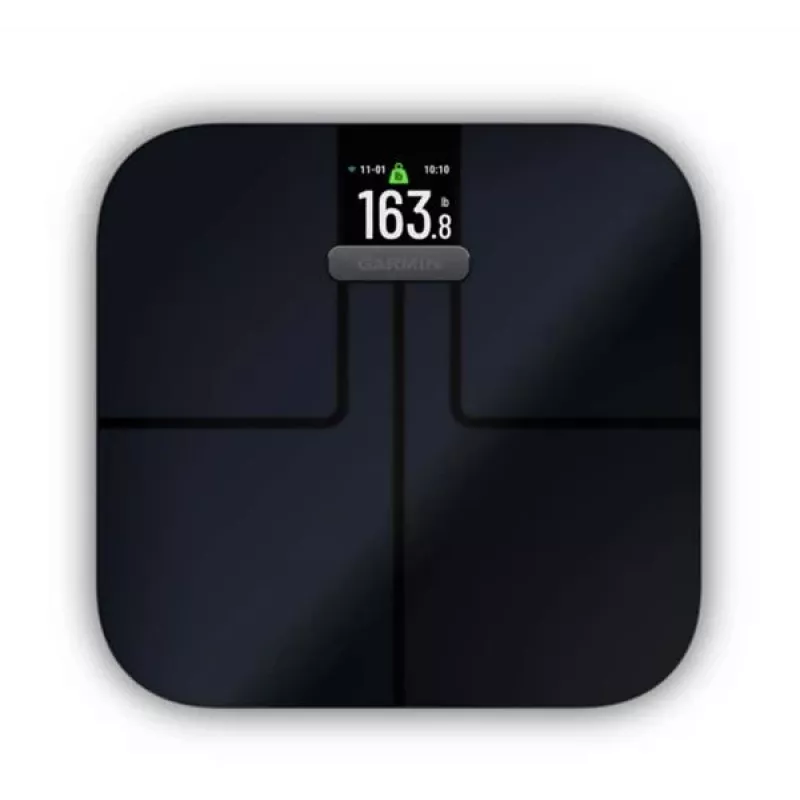Garmin Index S2 išmaniosios svarstyklės juodos su Wi-Fi, kūno sudėties analize, 16 vartotojų profilių