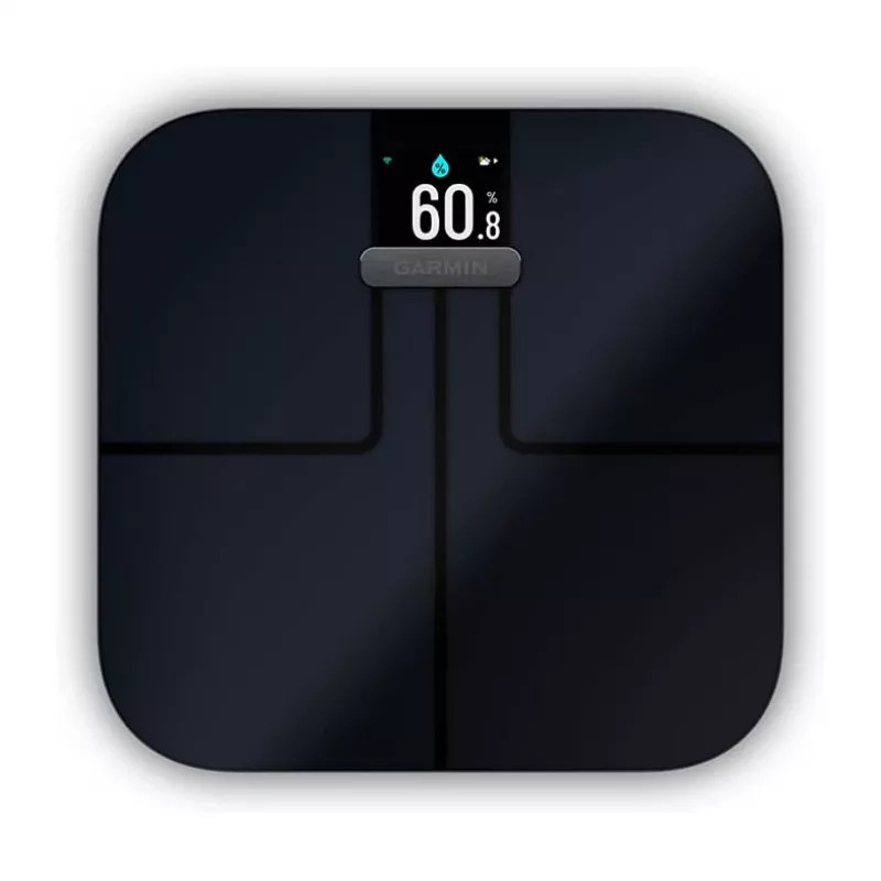 Garmin Index S2 išmaniosios svarstyklės juodos su Wi-Fi, kūno sudėties analize, 16 vartotojų profilių