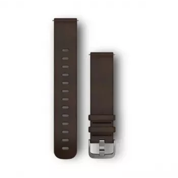 Garmin Quick Release Bands (20 mm) tamsiai rudos odos, sidabrinė apkaustai