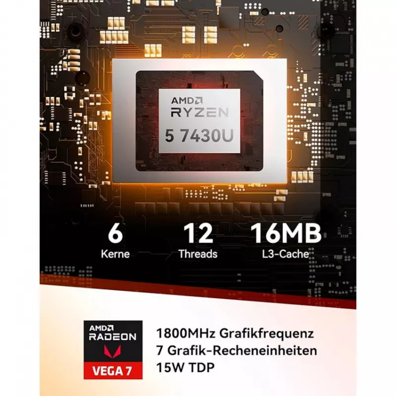 GEEKOM A5 Mini PC, AMD Ryzen 7 5800H, 32GB DDR4, 512GB SSD, Windows 11 Pro, šampanas