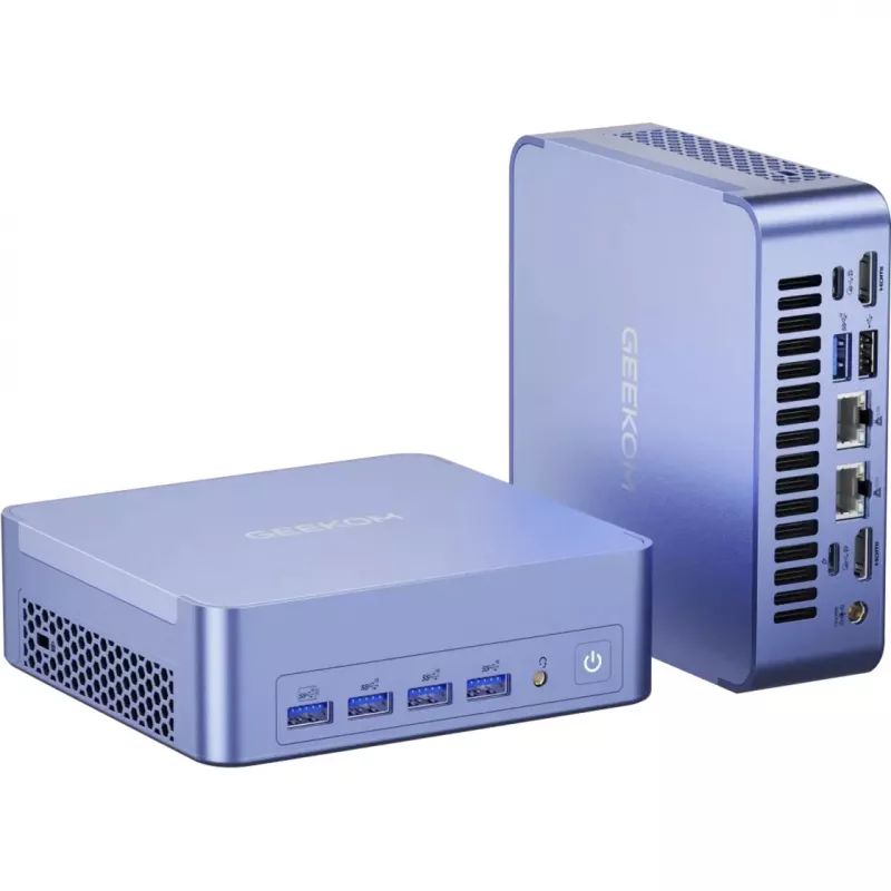 GEEKOM AX8 MAX Mini PC, Intel Core i7-12650H, 16GB DDR5, 512GB SSD, Windows 11 Pro, sidabrinis