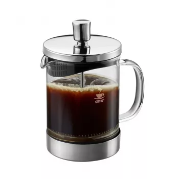 GEFU DIEGO French Press kavos virimo aparatas 600 ml, borosilikatinis stiklas ir nerūdijantis plienas, sidabrinė/juoda