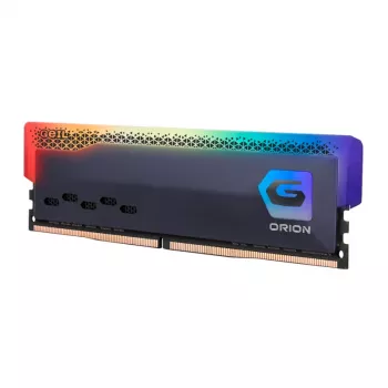 GEIL 16GB DDR4 3600MHz UDIMM RGB atminties modulis, CL18, PC4-28800, Orion RGB serija, juodas šilumos sklaidytuvas