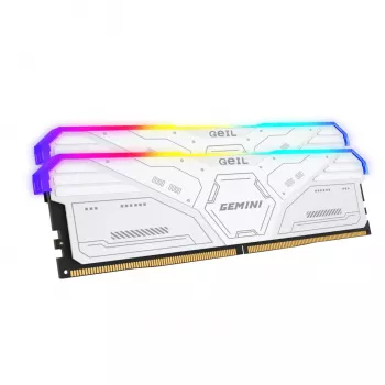 Geil Gemini RGB 64GB rinkinys (2x32GB) 6000MHz DDR5 stalinio kompiuterio žaidimų atmintis - balta