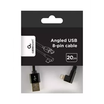 GEMBIRD kampuotas pintas USB-A į 8 kontaktų Lightning kabelis 0,2 m juodas