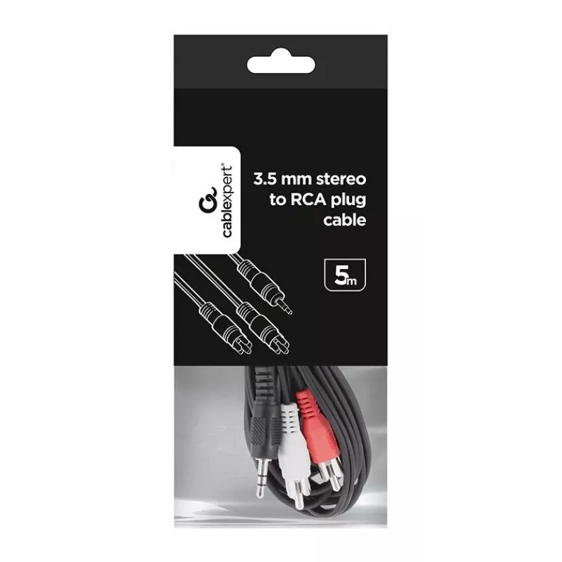 Gembird CCA-458-5M garso kabelis 3,5 mm lizdas į 2x RCA vyriškas 5 m