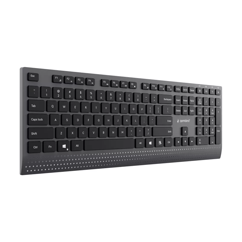 Gembird KB-MCH-06 plonas laidinis multimedijos klaviatūra su Type-C adapteriu, JAV išdėstymas, juoda