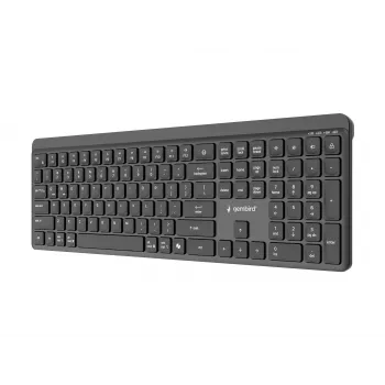 Gembird KB-WPS-03 dviejų režimų profesionalus plonas belaidis klaviatūra, 2.4G + Bluetooth, US išdėstymas, juoda