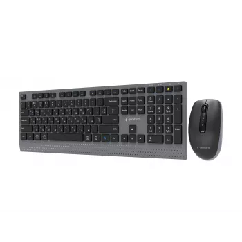 Gembird KBS-WPS-02-CYRL Dual-Mode Wireless Keyboard and Mouse Set, 2.4G + Bluetooth, Russian Cyrillic Layout, Black