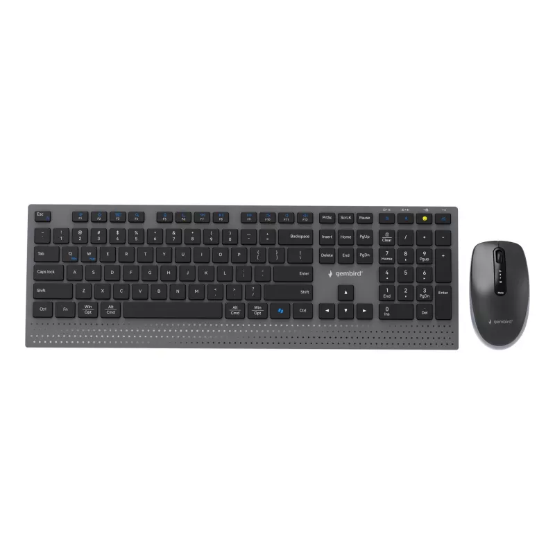 Gembird KBS-WPS-02 dviejų režimų plonas belaidis stalinis rinkinys, 2.4GHz + Bluetooth, US išdėstymas (klaviatūra ir pelė)