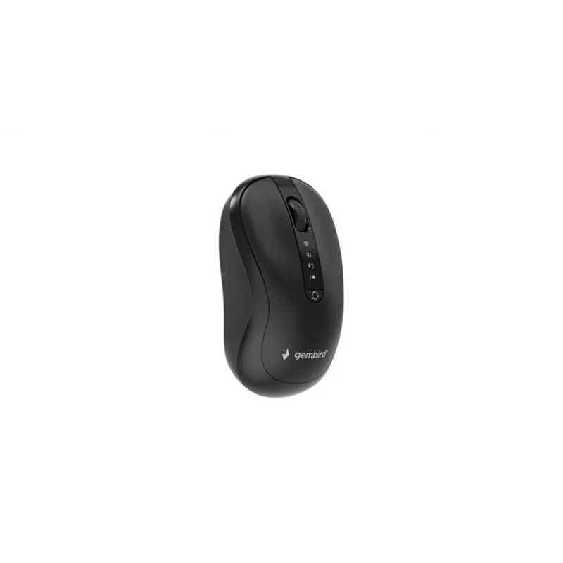 Gembird MUSW2-4B-01 Dviejų režimų belaidė pelė (2.4 GHz + Bluetooth 5.0) su 1600 DPI optiniu jutikliu, 4 mygtukai, universali, juoda
